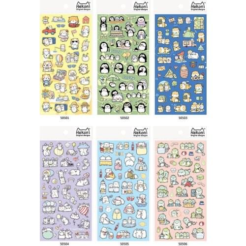 Korean Import Brand NeKoni Penguin Panda Dinosaur Unicorn Stickers DIY Scrapbooking Stationery Diary Sticker