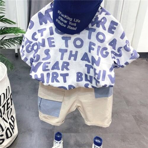 New Toddler Boys Sets Casual Letter Printing Sports Suits For Boy Kids Clothing Summer Baby Children Sportswear 2 3 4 5 6 Years