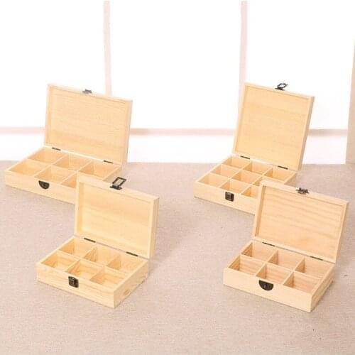 Rated grid storage box square rectangular wooden box desktop storage wood box jewelry organizer