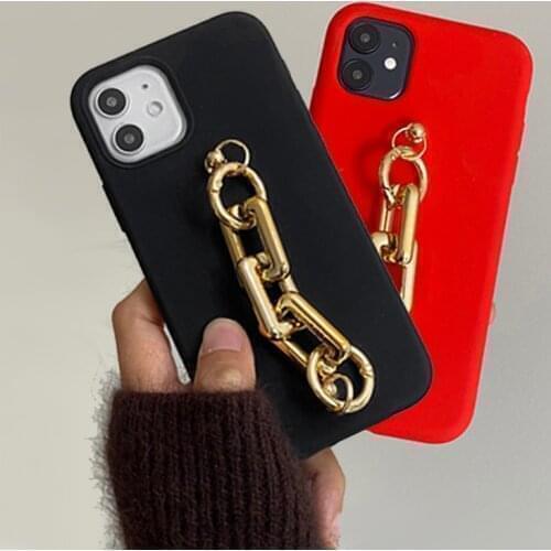 Fashion Metal Bracelet CaseFor Samsung Galaxy A10S A20E A30 A40 A50 A60 A70 A80 A90 5G Candy Soft TPU Phone Cover With Chain
