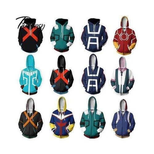Phantasy Men Women My Hero Academia Hoodies Anime Printed Sweatshirt Jacket Hooded Pullover Outwear Casual Streetwear Oversized