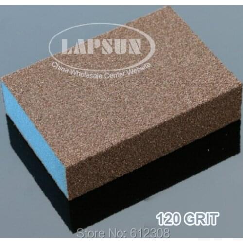 New 2pcs SANDING SPONGE 120 GRIT New sand paper Aluminum Oxide Can be used on metal, wood, plastic, paint & drywall