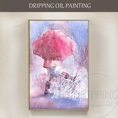 New Arrival Artist Hand-painted Modern Wall Art Painting Kid Playing Water Oil Painting for Living Room Decor Modern Painting