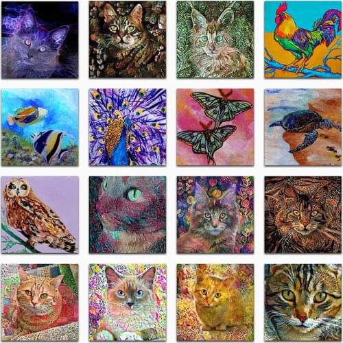 Full Round Diamond mosaic Animal Owl Full Square Diamond painting Cock 5D DIY Diamond embroidery Cross stitch Fantasy Cat