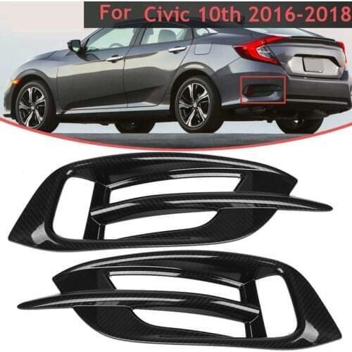 Car Carbon Fiber Rear Bumper Fog Light Lamp Cover for Honda Civic10Th