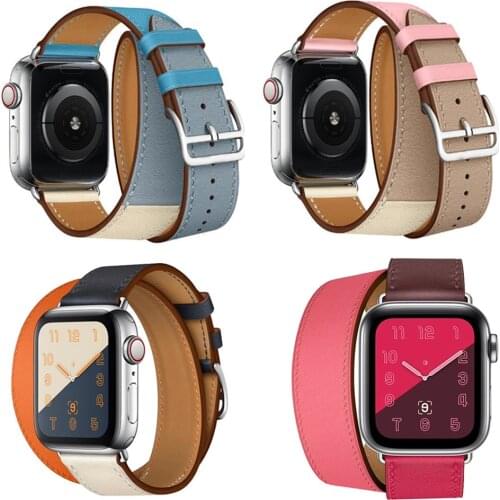 Band for Apple Watch Series se 6 5 4 3 2 1 38mm 42mm 40mm 44mm for iwatch strap Genuine Leather Double Tour