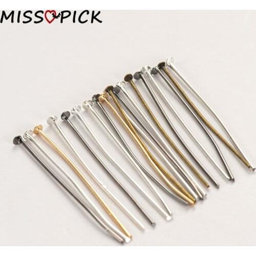 200pcs 16/20/25/30/35/40/45/50mm Flat Head Pins Gold Silver Rhodium Color Headpins For Jewelry Findings Making DIY Accessories
