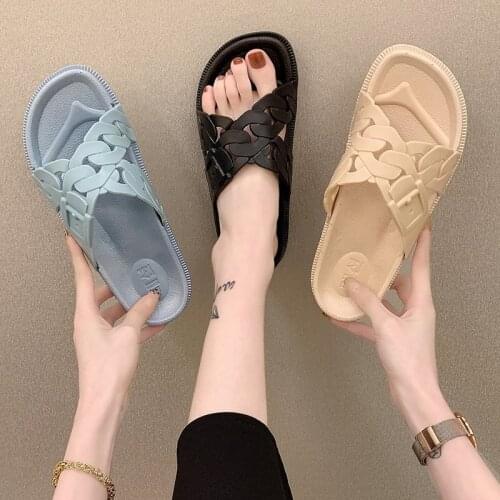 Flat Platform Slippers Female Cross Belt Leisure Comfortable Thick Bottom 2021 New Summer Women Shoes Woman Slippers Slides