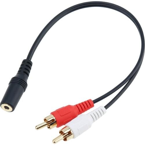 Universal 3.5mm Stereo Female Jack to 2 RCA Male Plug Y Adapter Aux Audio Cable For Headphone DVD TV VCR Amplifiers 300pcs