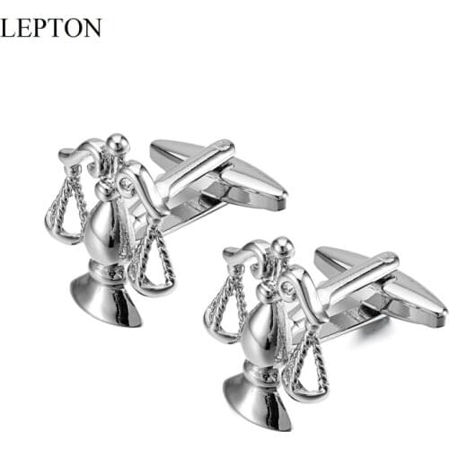 Lepton Libra Scales Cufflinks Classic Silver Color Metal Balance Cuff links for Mens Shirt Studs Gift Lawyer Relojes Gemelos