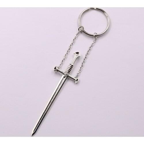Antique silver Sword Keychain large Sword sword Pendant warrior long Keychain Dagger Tarot Occult Dark Classical gift men new