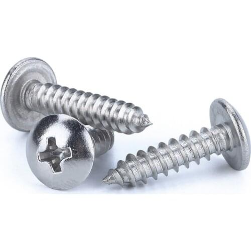 10-50Pcs 304 Stainless Steel Large Flat Head Self Tapping Screw Round Head Phillips Truss Mushroom Screws M3 M4 M5 M6