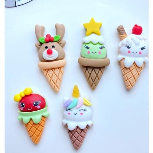 10Pcs Cute Cartoon Mix Mini Ice Cream Flat Back Resin Art Supply Decoration Charm Craft Center Scrapbook Accessories L26