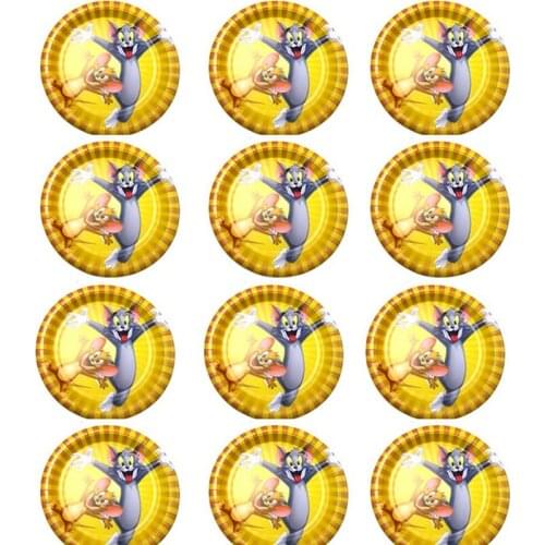 100pcs/lot Events Party Tableware Happy Baby Shower Tom Cat Jerry Mouse Theme plates Kids Favors Birthday Party Supplies