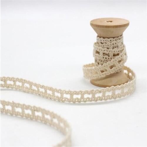 20Yards Beige Narrow Cotton Lace Hollow-out Trimming Cotton Lace Handmade DIY Clothing Accessories Edge 1cm LB0166