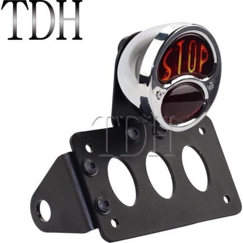 3/4" Axles Motorcycle Retro Tail Brake Light STOP License Plate Bracket Side Mount For Harley Chopper Bobber