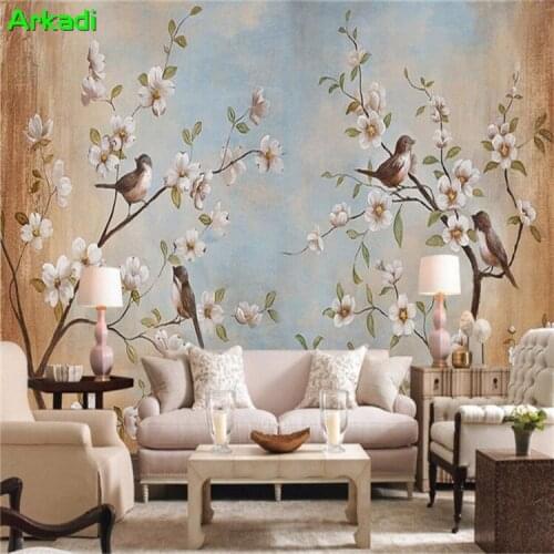 3d photo custom wallpaper modern Chinese flower wallpaper wallpaper living room TV backdrop custom 3D mural