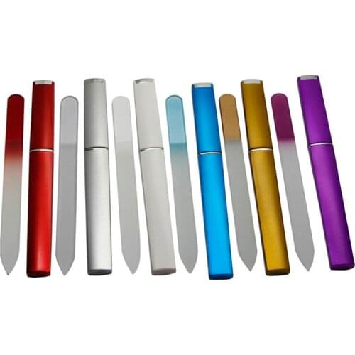 5 1/2" CRYSTAL GLASS NAIL FILE with Companion Case Colorful Nail file With Hardcase NF014