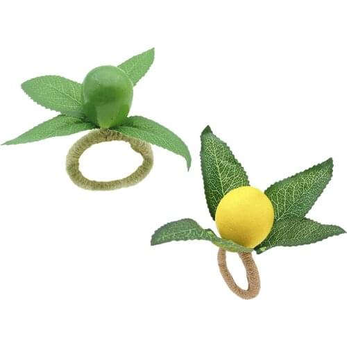6pcs/set Simulation Lemon Plant Napkin Ring Fruit Meal Buckle Hotel Model Room Napkin Ring Party Supplies
