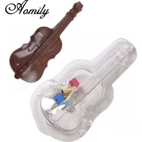 Aomily 3D Guitar Shape Plastic Chocolate Cake Mold Polycarbonate Jelly Candy Ice Mould Homemade Dessert DIY Baking Decorating