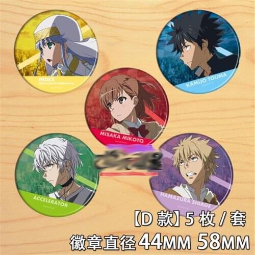 5pcs Japan Cartoon Anime Toaru Kagaku no Railgun Pins Cos Brooch Badge Collection Accessories Collectible Pin Backpack Bags
