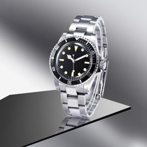40mm luxury watch automatic steel shell mechanical watch luminous mobile phone core aluminum bezel brushed bracelet 1017
