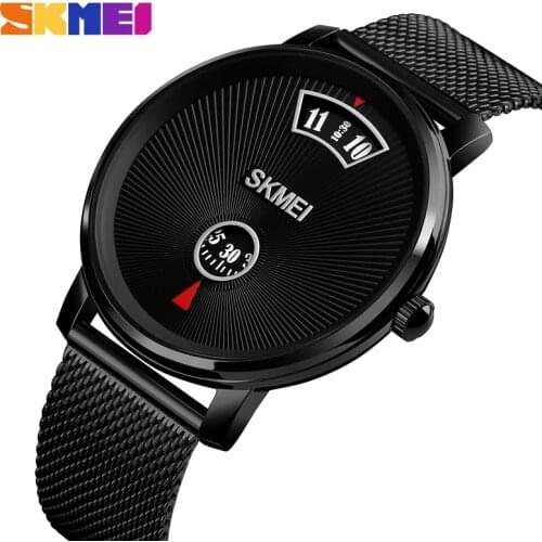 SKMEI Japan Quartz Movement Black Color Casual Male Watches Personality No Hands Waterproof Wristwatch Relogio Masculino 1490