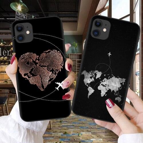 World Map Travel Just Go Soft TPU Phone Cases for iPhone 11 Pro XS Max X XR 7 8 Plus 6S plane Cover For iPhone 12 Pro Max Coque