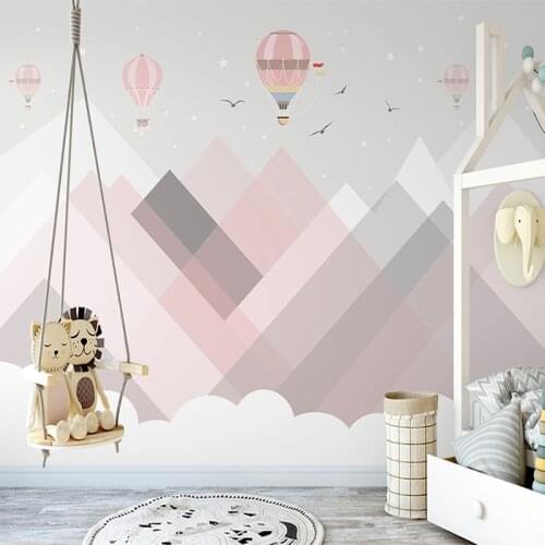 Custom Photo Wallpaper Hand Painted Dream Valley Hot Air Balloon Mural Childrens Bedroom Background Painting Papel De Parede 3D