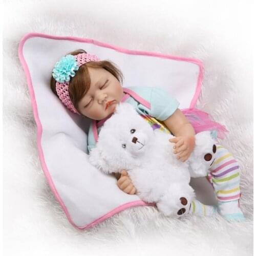 Rooted hiar Reborn Baby Dolls 3/4 Silicone Lifelike Newborn Doll and Cute rainbow skirt Toys Girl Playmate Gifts For Children