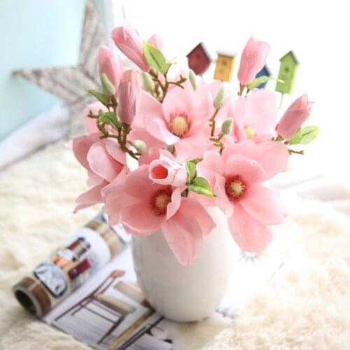 Magnolia Silk Flowers Orchid Wedding Decoration Single branch Artificial Flowers for Home Decoration