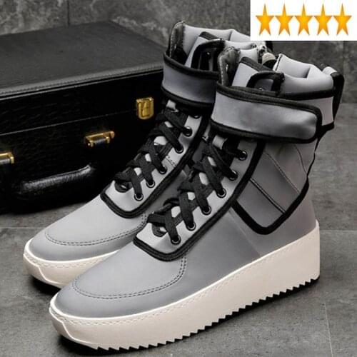 Gray New Brand Luxury Men Lace Up Mid-Calf Spring Autumn Fashion Round Toe Short Boots High Quality Male Shoes Footwear