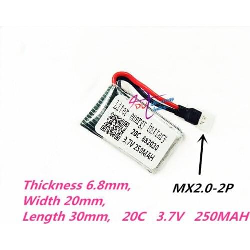 MX2.0-2P 682030 3.7V 250MAH lot Lipo Battery For Syma X11C X701 U830 FY310 V977 Remote Control Aircraft aircraft parts