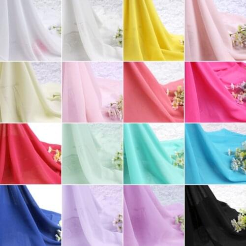 Soft High Twist Polyester Chiffon Tulle Fabric for Dress,Shirt,Curtain,Background Decor Black White Pink Blue Green by the meter