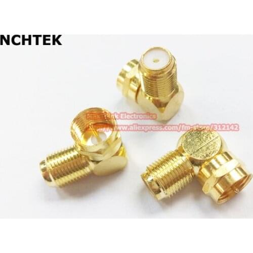 NCHTEK Right Angled F Male to F Female RF Coaxial Adapter Connector Gold/Free Shipping/20PCS
