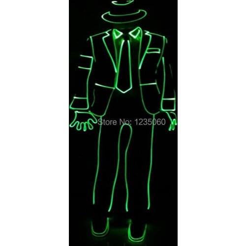 Optic fiber LED dance costume Michael jackson Halloween dress for nightclub DJ stage performance