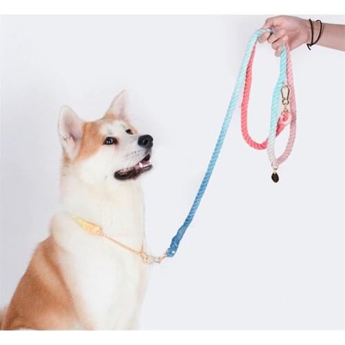 Pet Dog Multi-Function Hand-Woven Gradient Collar Necklace Outdoor Dog Universal Traction Rope Pet Products