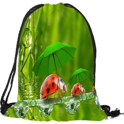 Custom ladybug Backpacks Travel Softback Men Women Drawstring Bag School Girls Backpacks
