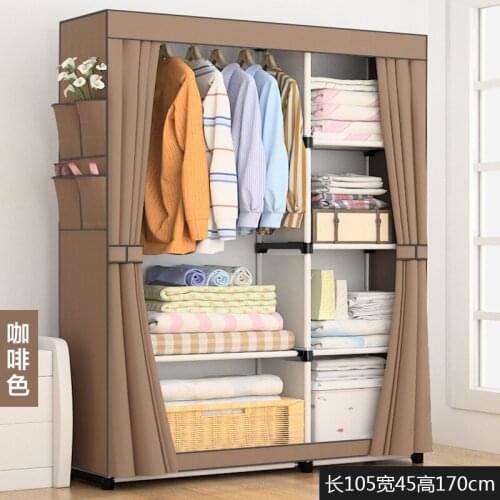 Closet Cabinet Bedroom Furniture Garment Rack Organizador Dress Cabinets Metal Storage Fabric Assembly Flat Sliding Door Wardobe