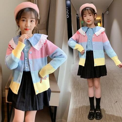 Girl Sweater Kids Baby Outwear Tops 2021 High Neck Fleece Thicken Warm Winter Autumn Knitting Party Children Clothing