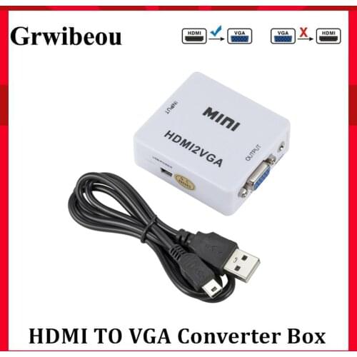 Grwibeou Original HD 1080P MINI HDMI to VGA Converter With Audio HDMI 2 VGA Video Adapter Box Adapter For Xbox360 PC DVD PS3 PS4