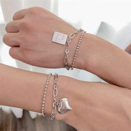 CHUNSHI EMO Euramerican New Deserve Act Role Pendant Neutral Cold Style Couple Bracelet Double Layer Stainless Steel Heart Lover