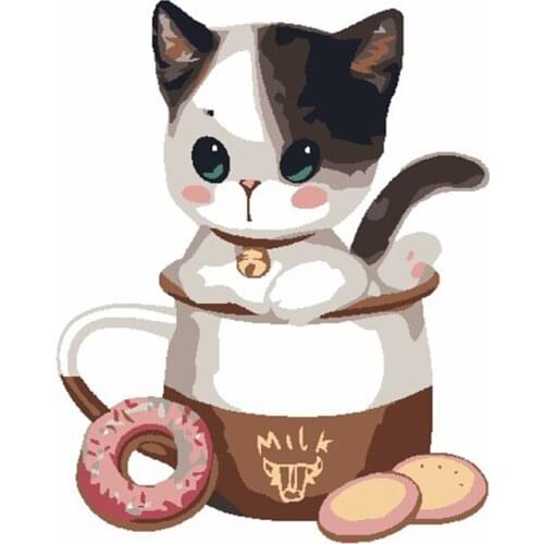 YNX new 5D diamond painting round diamond cup small pet cross stitch hanging painting square diamond DIY kitten diamond painting