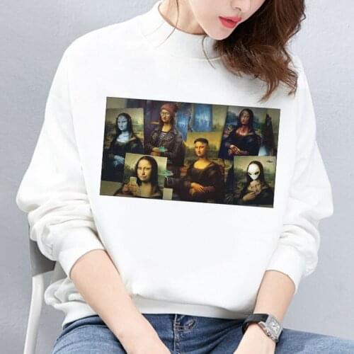 Funny Spoofing Monla Lisa Printing Autumn And Winter Personality Harajuku Hoodies Women Aesthetic Sweatshirt Women 2019 New Tops