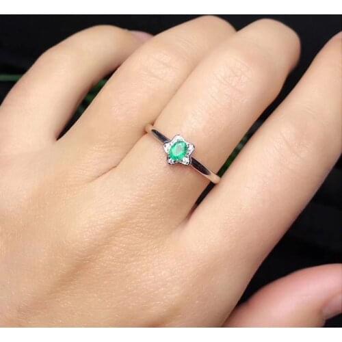 Fashion Elegant Lovely Stars Natural green emerald gem Ring S925 Silver Natural gemstone Ring Women girl party gift fine Jewelry