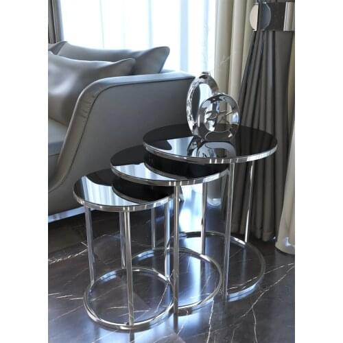 Coffee Table Silver Nesting Table (Smoked Mirror)