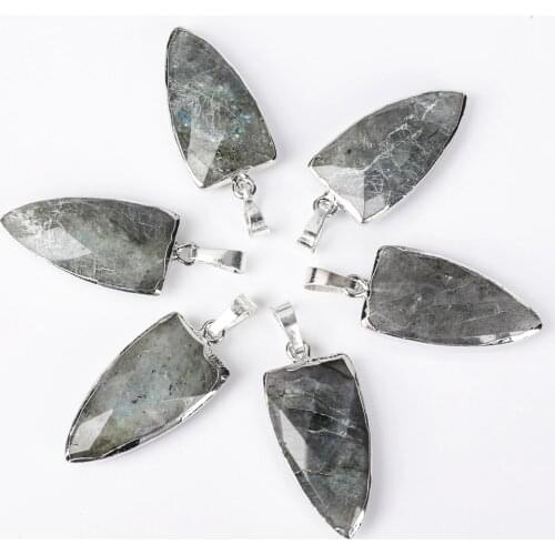 1pcs Natural Stone Pendant Labradorite Arrow Crystal Necklace Pendant Chakra Energy Pendant Unisex Jewelry