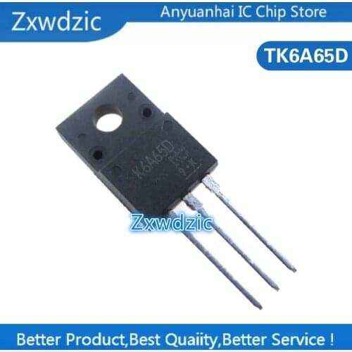 10pcs TK6A65D TO-220F K6A65D TO-220 TK6A65 TO220F MOSFET N-Ch FET 650V 4.0s IDSS 10 uA .95 Ohm