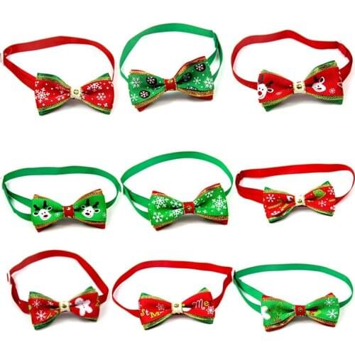 20pcs Christmas Pet Supplies Pet Bowknot Collar Dog Cat Bow Tie Pet Supplies Dog Necklace Bowknot for Dog Grooming Accessories
