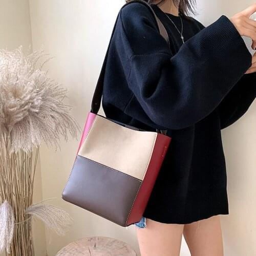 2019 Fashion Ladies Bucket Bag Messenger Bag High Quality Retro Shoulder Bag Simple Messenger Bag Handbag